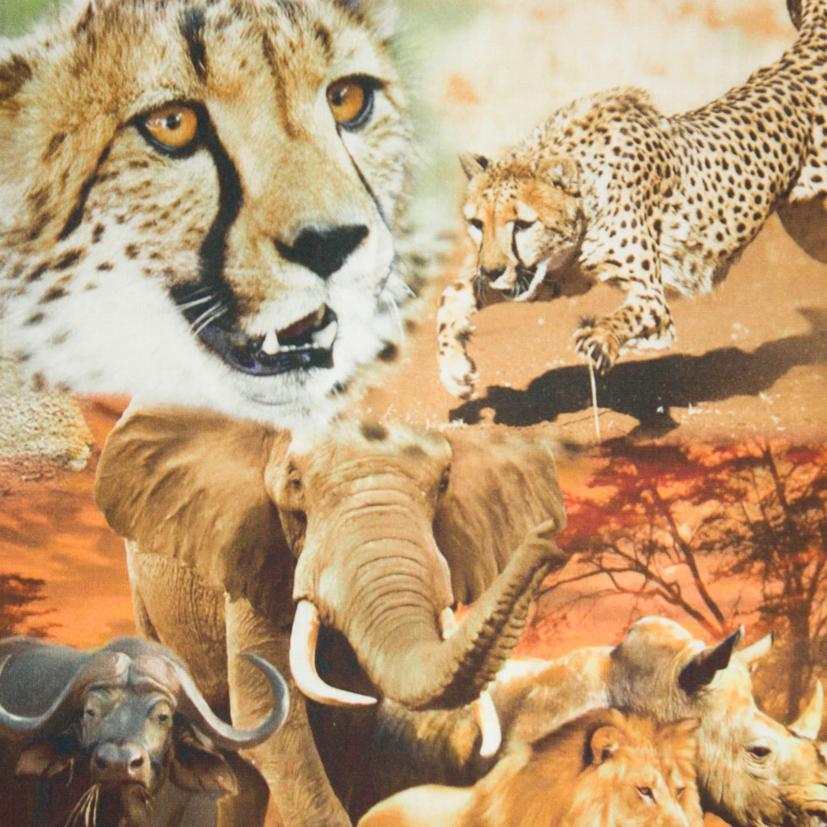 Katoen poplin met safaridieren